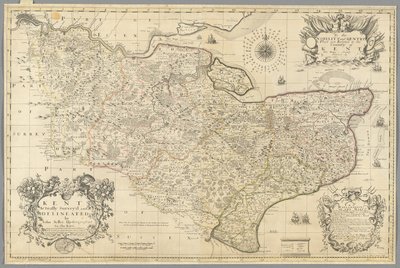 Kent, faktisk opmålt og afgrænset af John Seller, ca. 1680 (gravering) af John Seller
