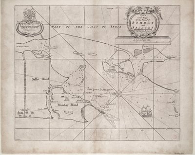 Kort over Bombay og Sallset af Samuel Thornton, hydrograf for det østindiske kompagni, udgivet første gang ca. 1685 af John Seller