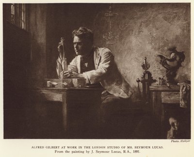 Alfred Gilbert, engelsk billedhugger (fotogravure) af John Seymour (after) Lucas