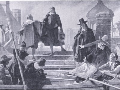Flight of the five members, illustration fra The History of the British People udgivet af Waverley, ca. 1940 (litho) af John Seymour Lucas