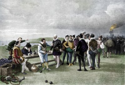 Armadaen i sigte, Plymouth hakke, 1880, 1911 af John Seymour Lucas