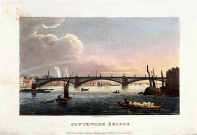 Southwark Bridge, London, 1819 af John Shury