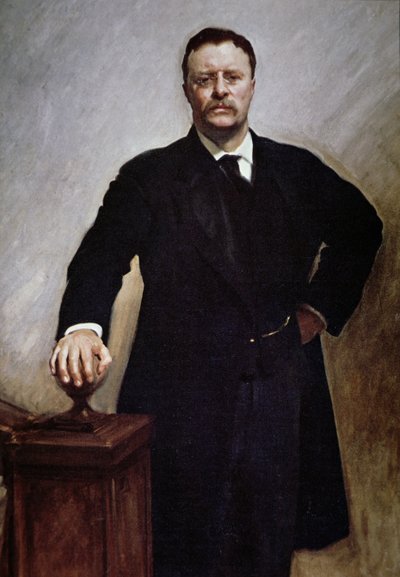 Theodore Roosevelt (farve litho) af John Singer (after) Sargent