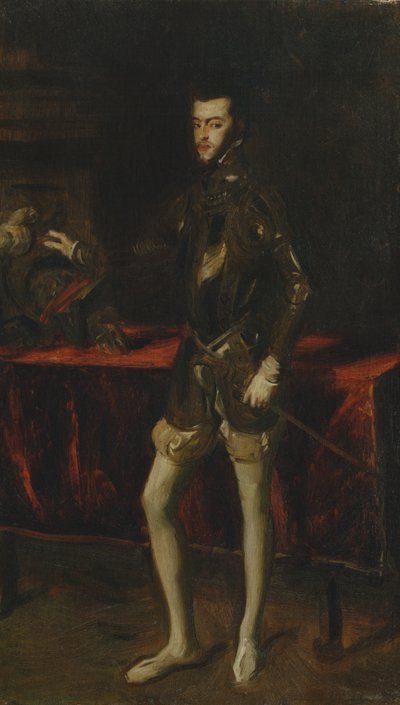 Kopi efter Titians Portræt af Philip II af John Singer Sargent