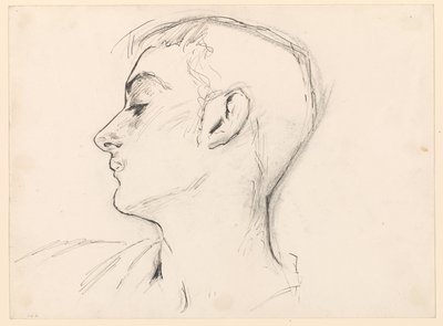 Hoved af en ung mand (Albert de Belleroche) i profil af John Singer Sargent
