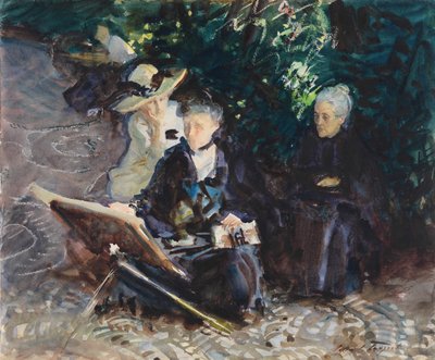 In the Generalife, 1912 (wc, voksblyant og grafit på hvidt vævet papir) af John Singer Sargent
