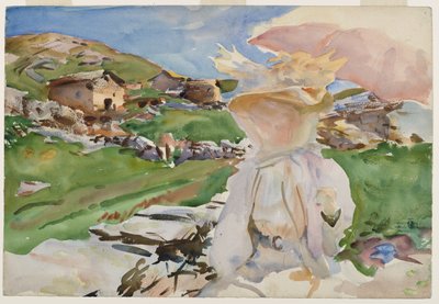 I Simplon Pass, 1909 (gennemskinnelig wc og strejf af uigennemsigtig wc og voksresist med grafitundertegning) af John Singer Sargent