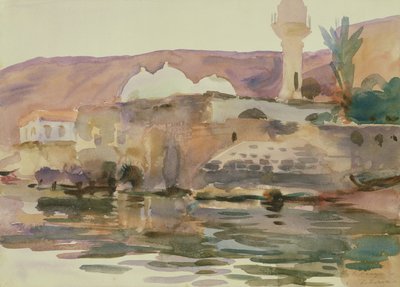 Tiberias-søen (akvarel på papir) af John Singer Sargent