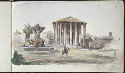 Landskab med figurer, Templum Vestas, Rom, 9. april 1869 (akvarel over grafit på råhvidt vævet papir) af John Singer Sargent