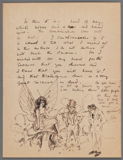 Brev til Kathlene MacDonell (blæk på papir) af John Singer Sargent