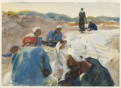 Reparation af et sejl (wc på papir) af John Singer Sargent