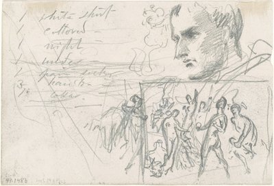 Napoleons hoved og dom over Paris [verso], ca. 1871-1872. af John Singer Sargent
