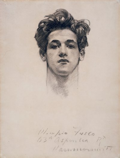 Olimpio Fusco, ca. 1900-10 (kul & stub på papir) af John Singer Sargent