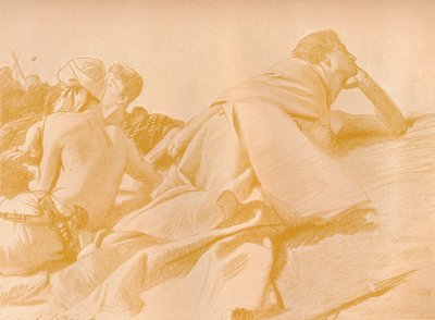 Liggende figurer David i Sauls lejr, c1905 af John Singer Sargent