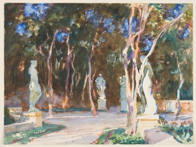 Shady Paths, Vizcaya (wc over grafit på papir) af John Singer Sargent