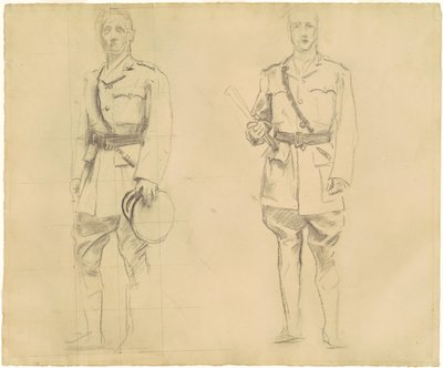 Studier af generaler Plumer og Haig for generalofficerer fra Første Verdenskrig [recto], 1920-1922. af John Singer Sargent