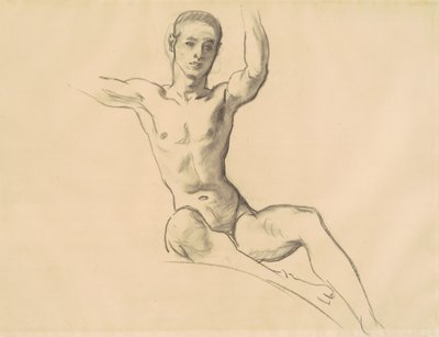 Undersøgelse for figur ovenover musik, 1919-1920. af John Singer Sargent