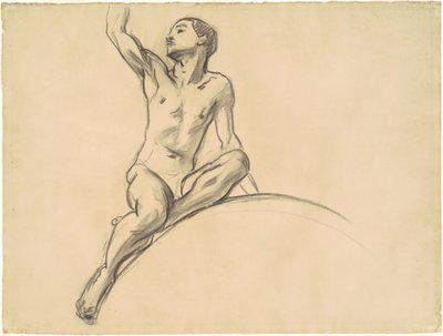Undersøgelse for figur ovenover musik, 1919-1920. af John Singer Sargent