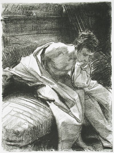 Studie af en siddende ung mand af John Singer Sargent