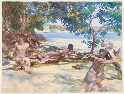 The Bathers (wc & gouache over grafit på papir) af John Singer Sargent