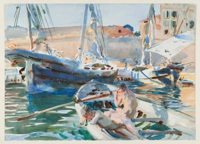 Aflæsning af gips, ca. 1905 (wc på papir) af John Singer Sargent