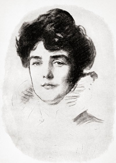 Jeanette Jennie Jerome, Lady Randolph Churchill og mor til Sir Winston Churchill, fra A Roving Commission af Winston S. Churchill pub. af Scribners, 1930 af John Singer after Sargent