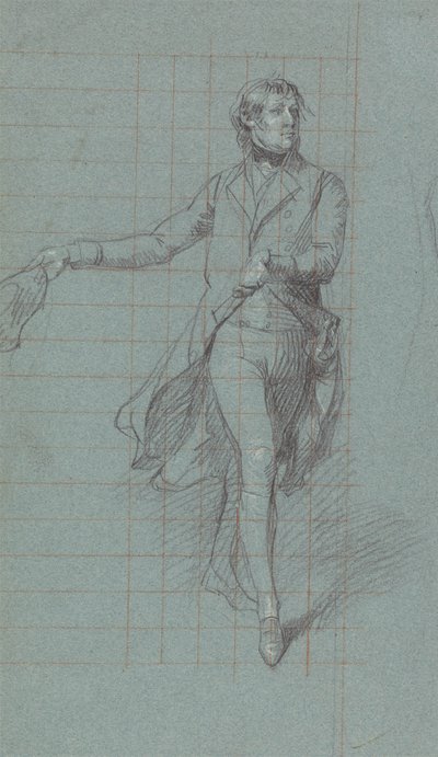 Kaptajn W. Fairfax, figurstudie til maleriet af Lord Duncans sejr (sort kridt, forhøjet med hvidt på blåt papir) af John Singleton Copley