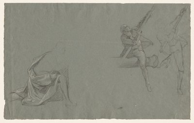 Draperi undersøgelse; To figurer, der trækker en stang af John Singleton Copley