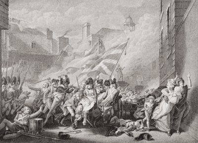Major Peirsons død i St. Helier, der gentog Jersey fra det franske, 8. januar 1781, fra `Illustrationer af engelsk og skotsk historie