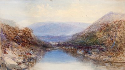 På kanten af floden (akvarel) af John Skinner Prout