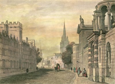 The High Street, Oxford, graveret af G. Hollis, 1835 af John Skinner Prout