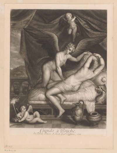 Amor og Psyche i sengen Amor og psyke (titel på objekt) gudernes kærlighedsforhold (serietitel) Loves of the Gods (serietitel) af John Smith