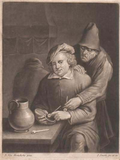En ryger sidder ved bordet af John Smith