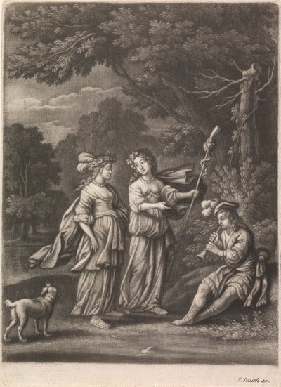 Pastoral scene med en Shawm-spiller af John Smith