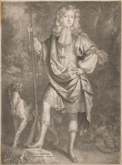 Lord Burleigh [som ung, stående, en pistol i hånden og en spaniel ved sin side] af John Smith