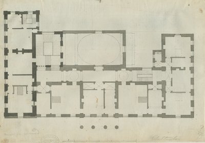 Chillington Hall: pen- og blyantstegning, nd [1789] (tegning) af John Soane