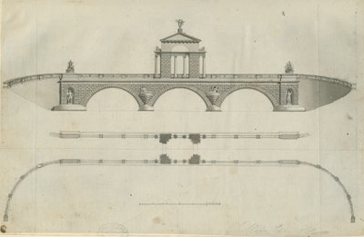 Chillington Park - Proposed Bridge: sepia tegning, nd [1789] (print) af John Soane
