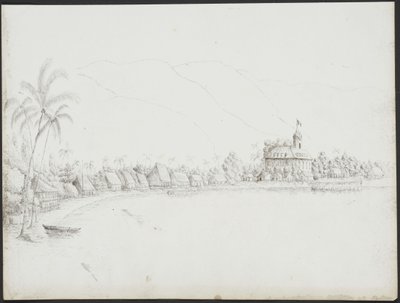 Udsigt over Papeete fra havnen, november 1845 af John Speer
