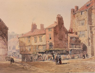 Huse, King Street, nær Black Gate (pen og blæk) af John Storey
