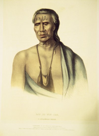 Portræt af Lap-pa-win-soe, 1837 (håndfarvet litho) af John T. Bowen