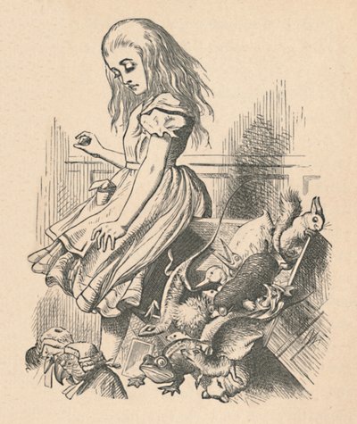 Alice og dyr. Kaos og hoffet, 1889 af John Tenniel