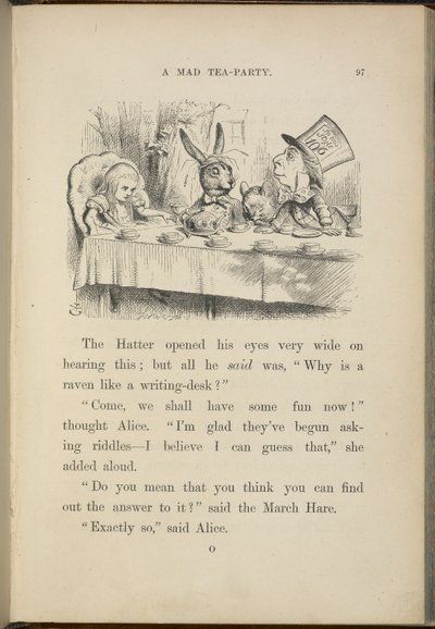 Alice til den gale hattemagers teselskab. af John Tenniel