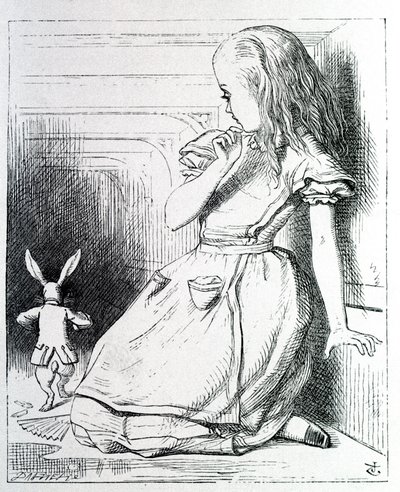 Alice et le kanin - i "Alices eventyr i Eventyrland og gennem skueglasset" af Lewis Carroll, ill. John Tenniel (1820-1914) af John Tenniel