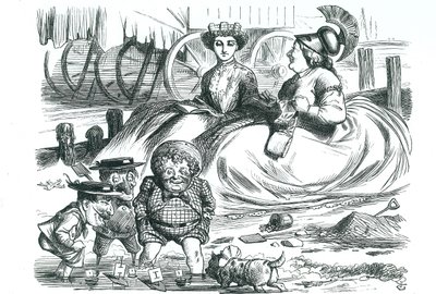Frankrig og Storbritannien holder øje med børnene (John Bull, Mr. Punch og Napoleon III). Dette år markerede 50 år med fred mellem Frankrig og Storbritannien og begyndelsen på Entente Cordiale. John Tenniel tegnefilm fra 