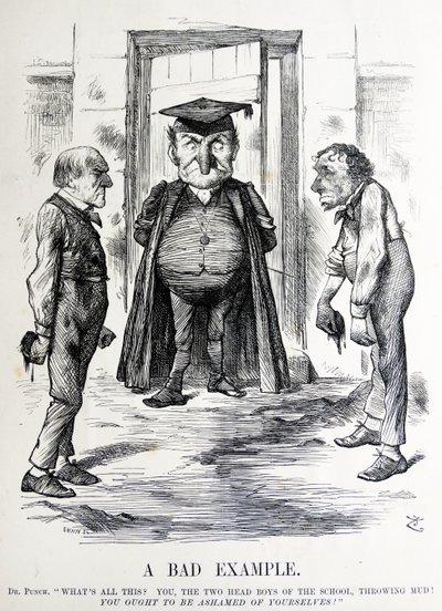 Politisk satire, der skildrer William Ewart Gladstone og Benjamin Disraeli af John Tenniel