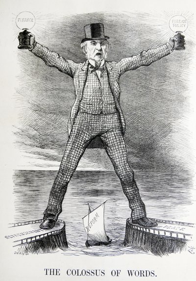Politisk satire, der skildrer William Ewart Gladstone og Benjamin Disraeli af John Tenniel