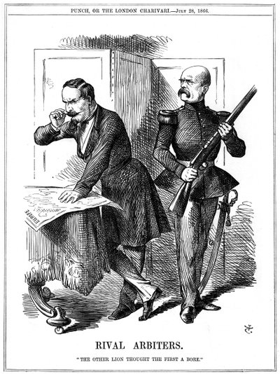 Rivalende voldgiftsdommere, 1866 af John Tenniel