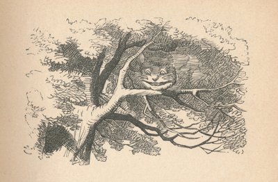 Cheshire Cat begynder at forsvinde, det er hans smil det sidste, der går, 1889 af John Tenniel