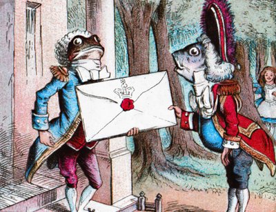 The Frog Footman leverer invitationen, c1910 af John Tenniel