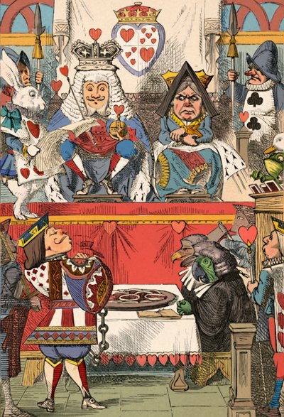 Hjerternes konge og dronning i retten, 1889 af John Tenniel